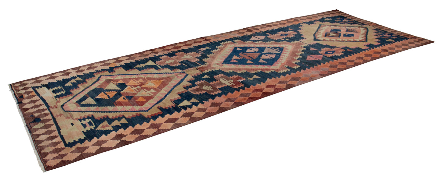 Vintage Kilim Qashqai 400x150 cm Persian Rug Vintage-Kilim-Qashqai-400x150-cm-Persian-Rug-1-183918
